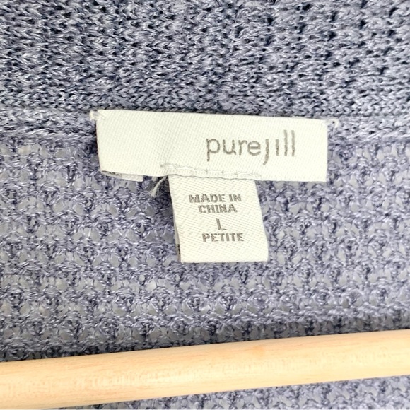 J. Jill Pure Jill Linen-Blend Open-Front Cardigan Blue Gray Large - Picture 7 of 10